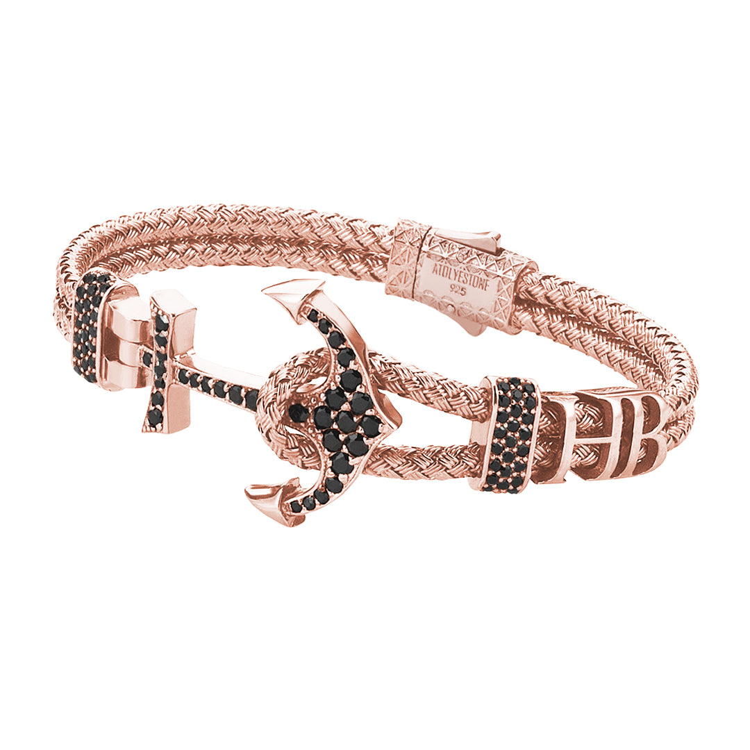 Mens Statements Anchor Bangle  - Rose Gold