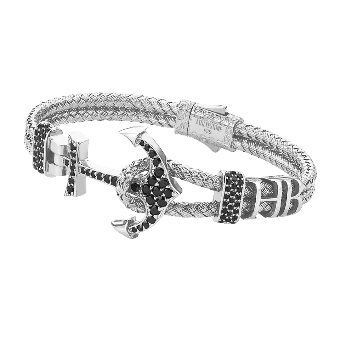 Mens Statements Anchor Bangle  - Silver