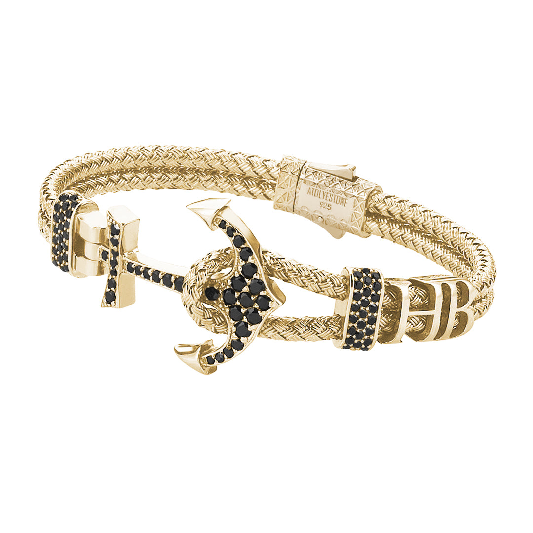 Mens Statements Anchor Bangle  - Yellow Gold
