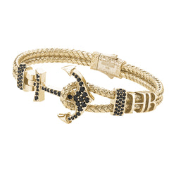 Mens Statements Anchor Bangle  - Yellow Gold