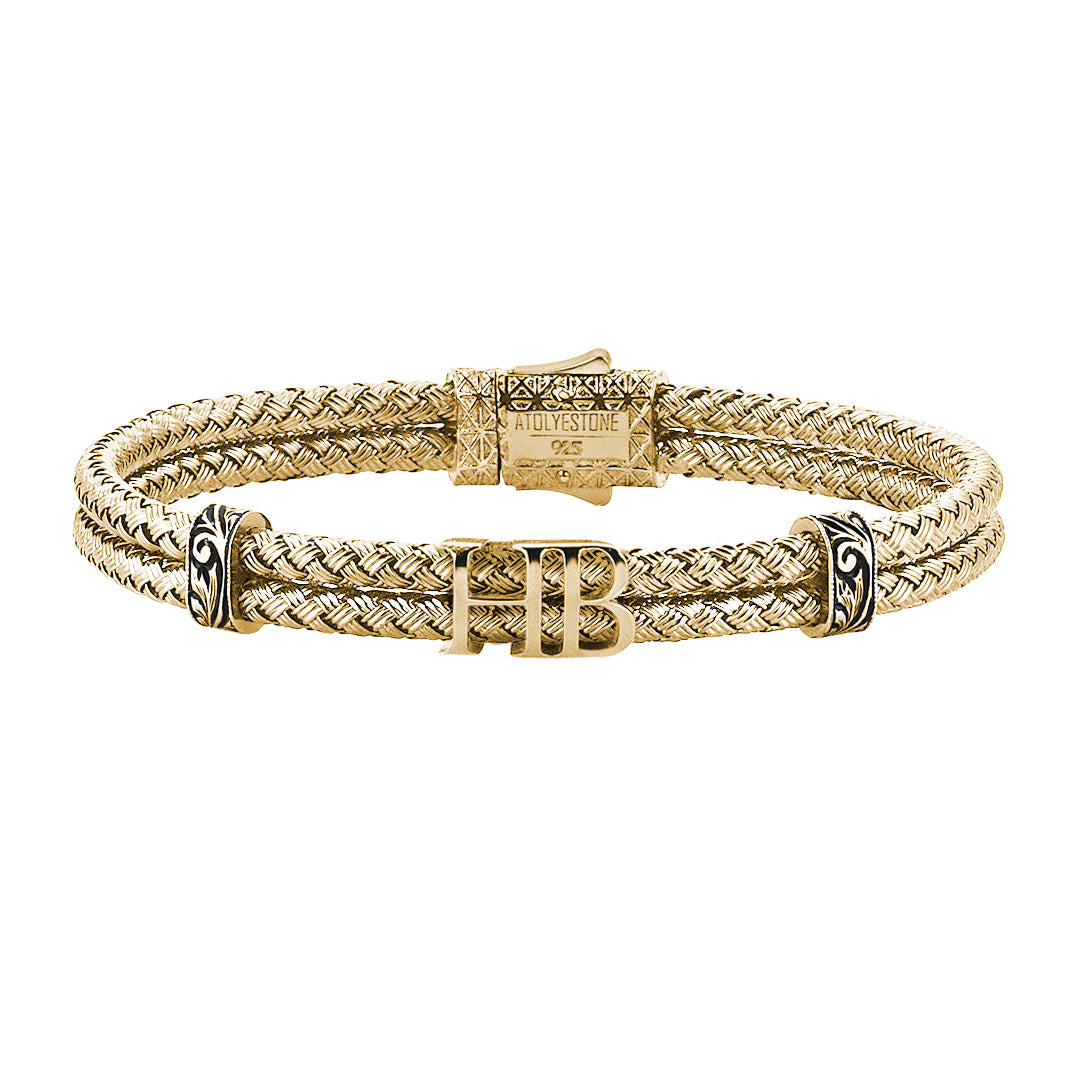 Mens Statements Bangle Bracelet - Yellow Gold