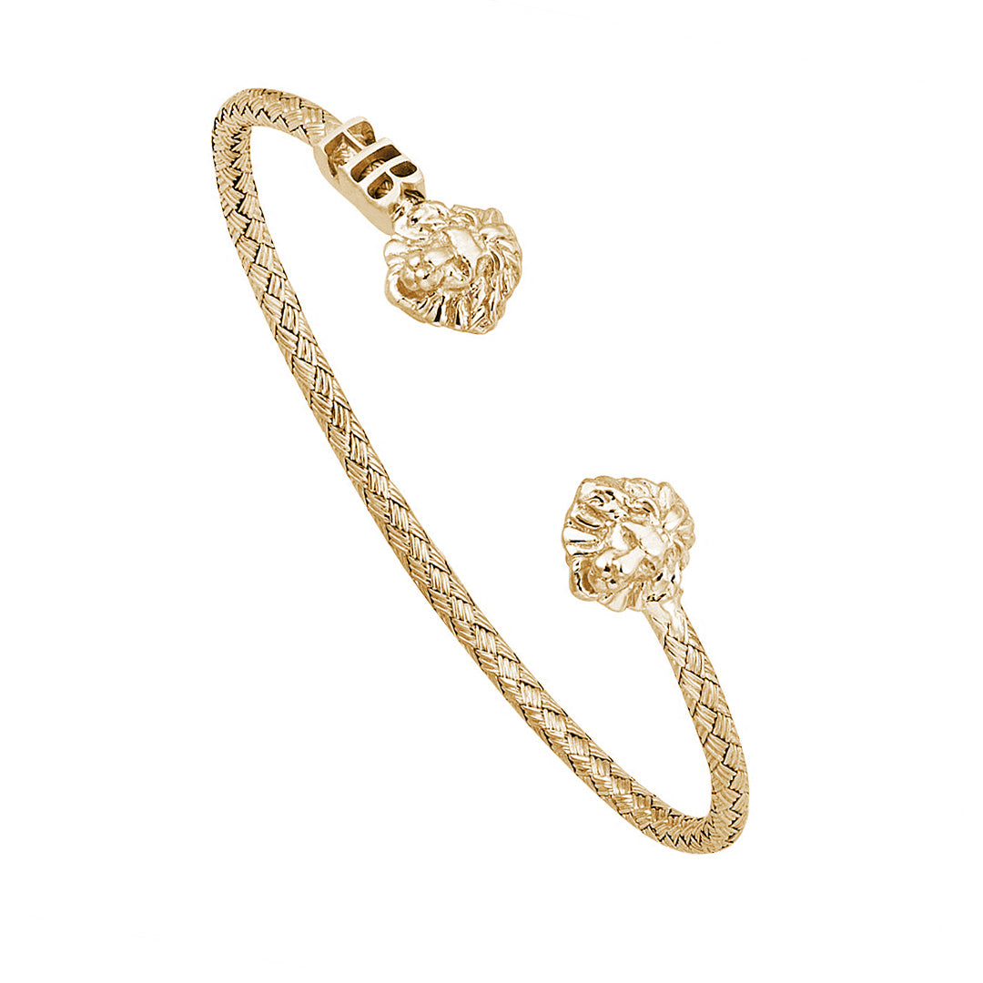 Mens Statements Braided Leo Cuff Bracelet - Yellow Gold