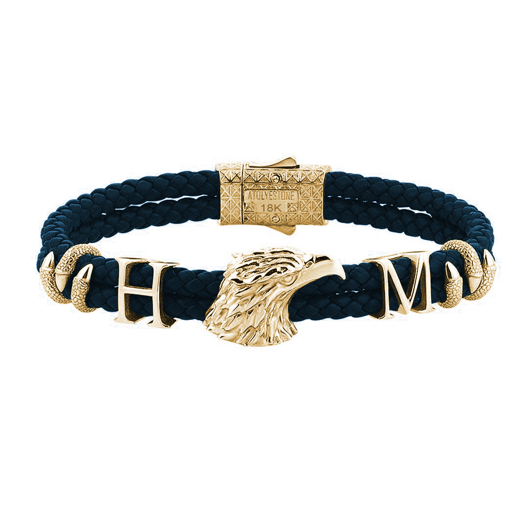 Statement Eagle Leather Bracelet in Gold