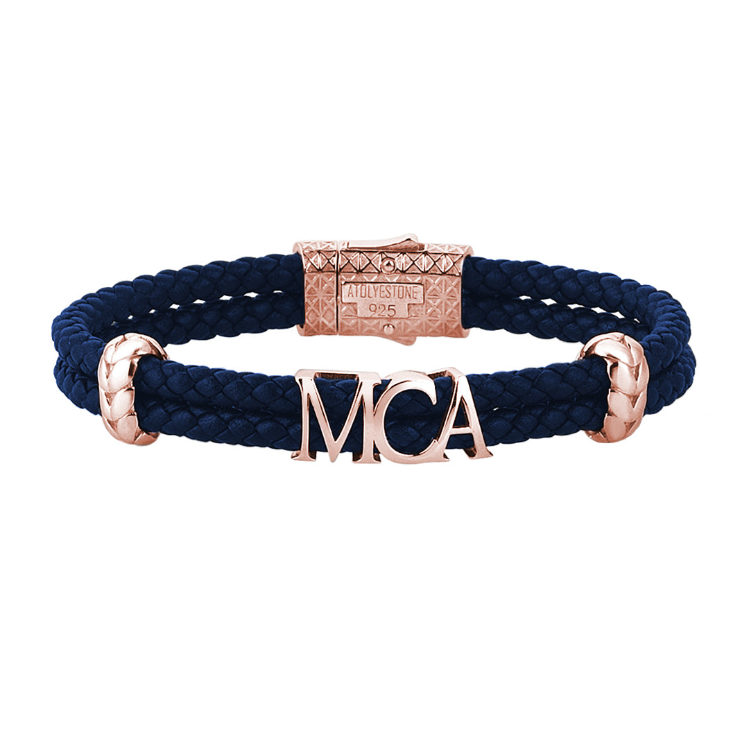 Atolyestone Statements - Blue Leather - Rose Gold