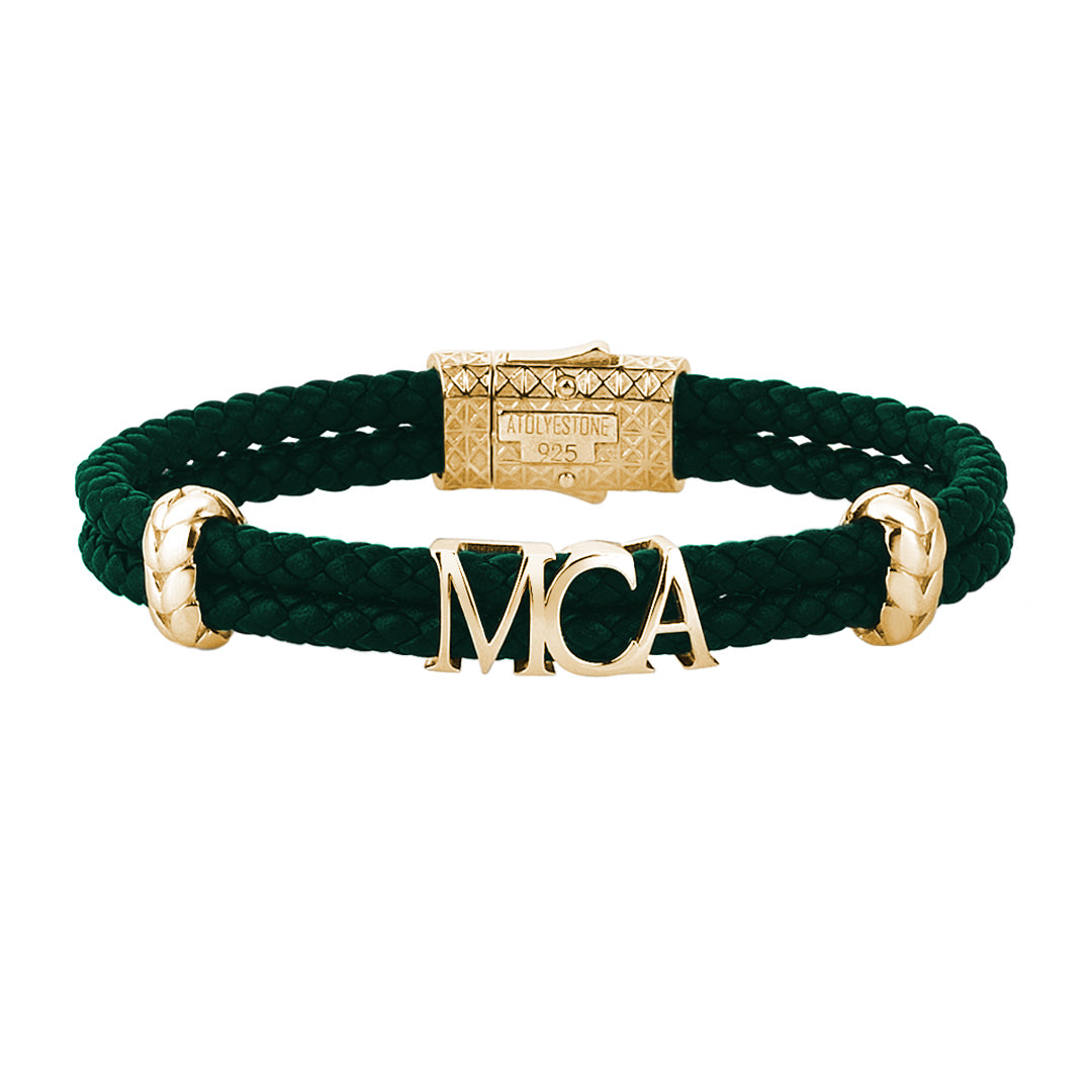Atolyestone Statements - Dark Green Leather - Yellow Gold