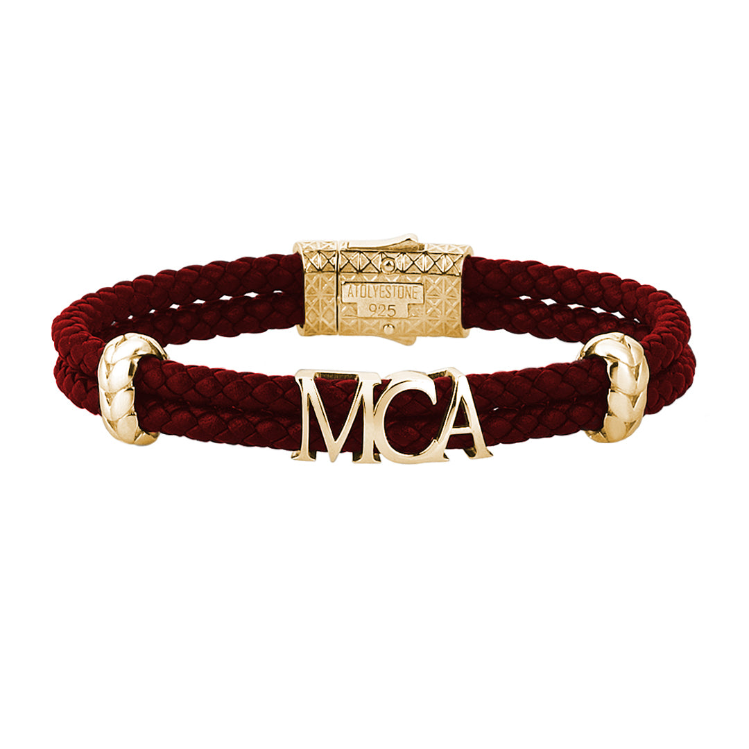 Atolyestone Statements - Dark Red Leather - Yellow Gold