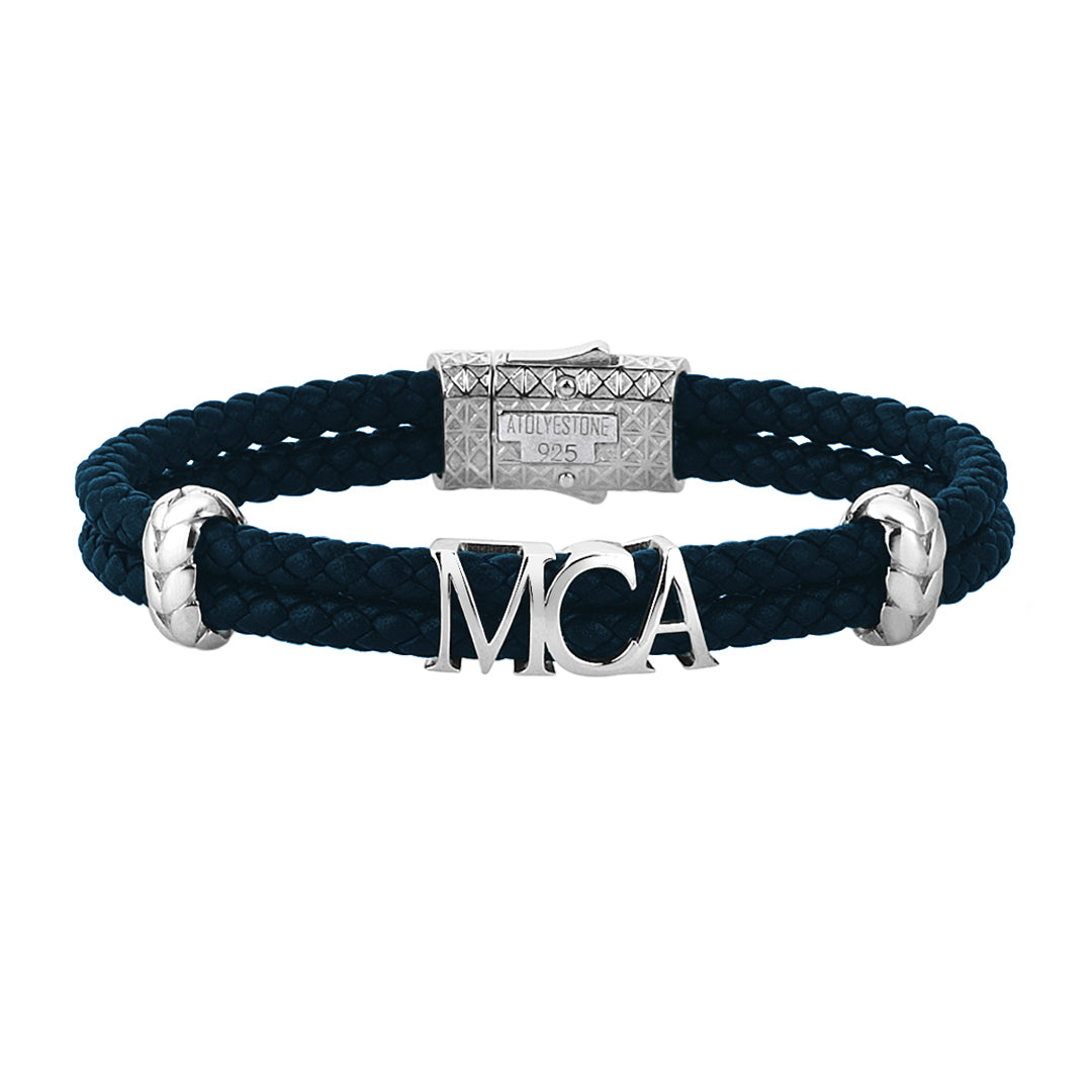 Atolyestone Statements - Solid Silver - Navy Leather