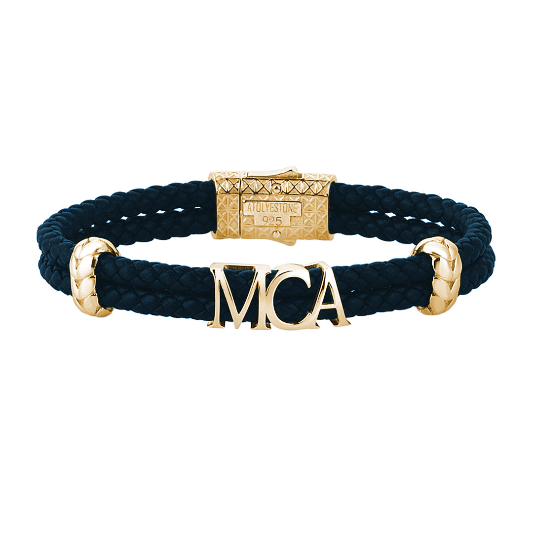 Atolyestone Statements - Yellow Gold - Navy Leather
