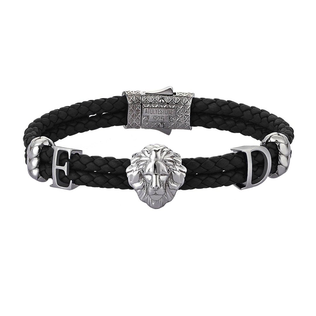 Women’s Statements Leo Leather Bracelet - Gunmetal - Black Leather
