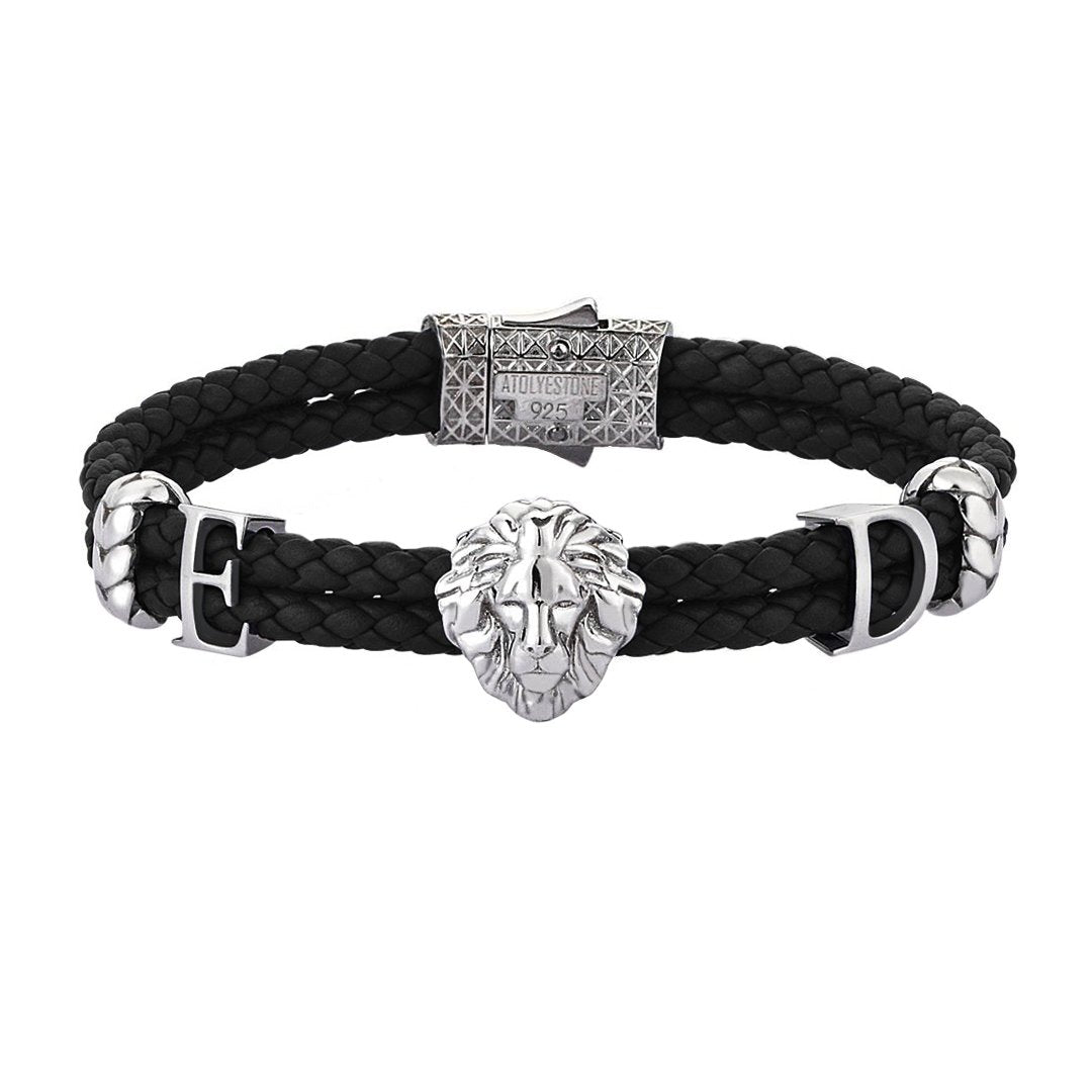 Women’s Statements Leo Leather Bracelet - Black Leather - Solid Silver
