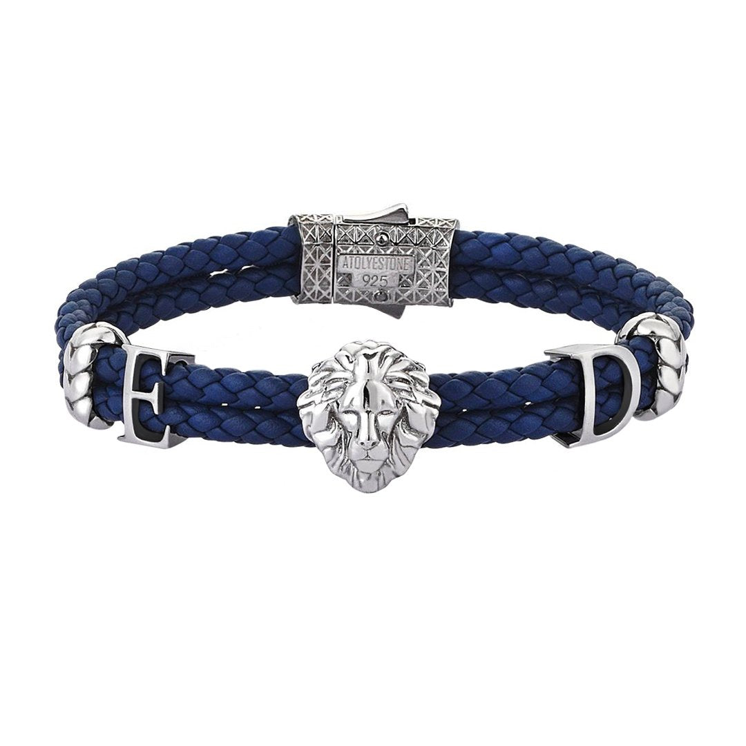 Women’s Statements Leo Leather Bracelet - Blue Leather - Oxidized Silver
