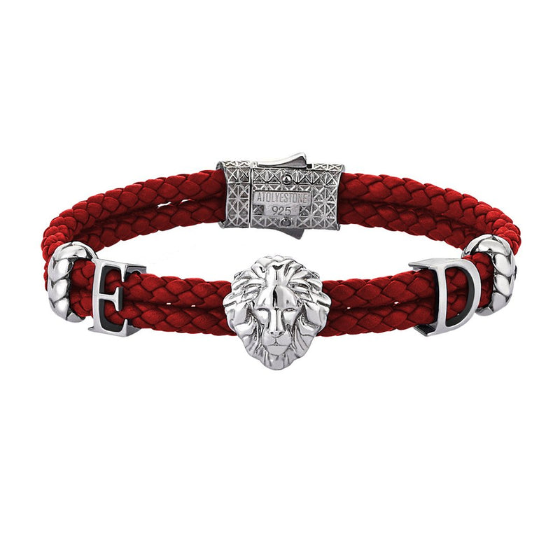 Statements Leo Leather Bracelet - Red Leather - Oxidised Silver