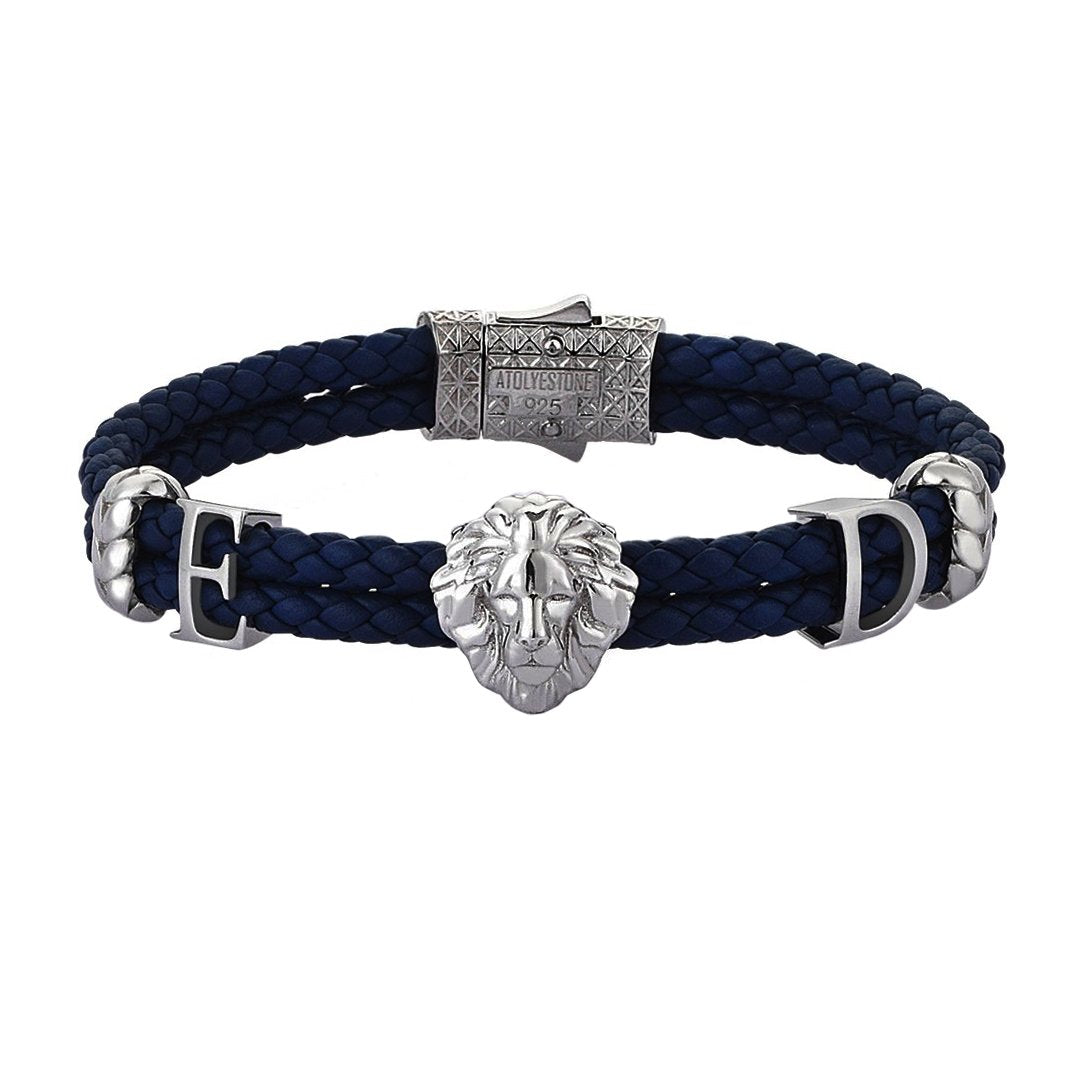 Women’s Statements Leo Leather Bracelet - Gunmetal - Navy Leather