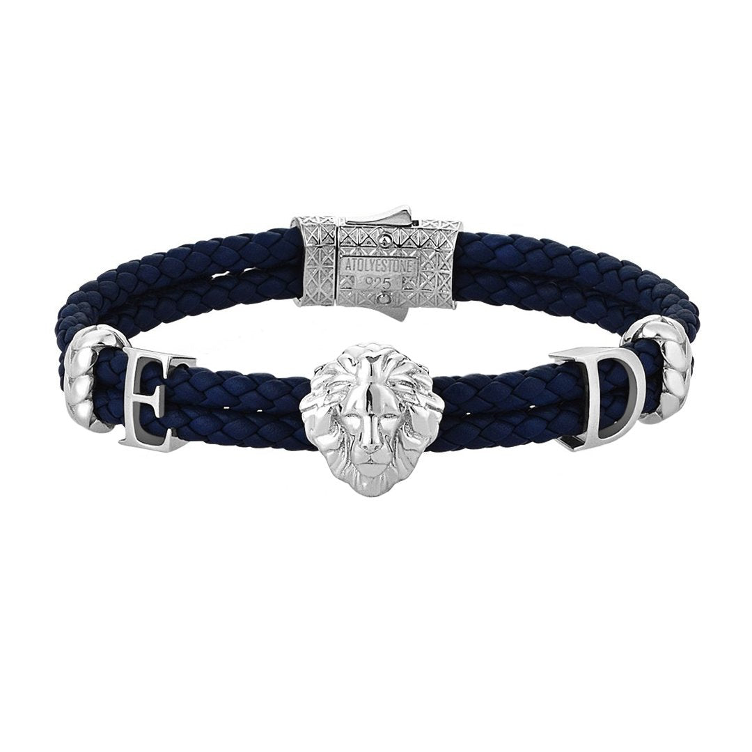 Women’s Statements Leo Leather Bracelet - Silver - Navy Leather
