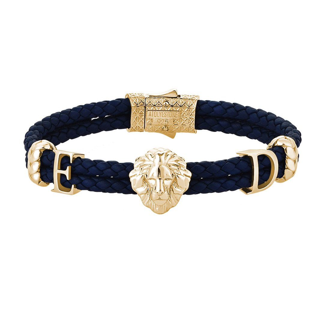 Women’s Statements Leo Leather Bracelet - Yellow Gold - Navy Leather