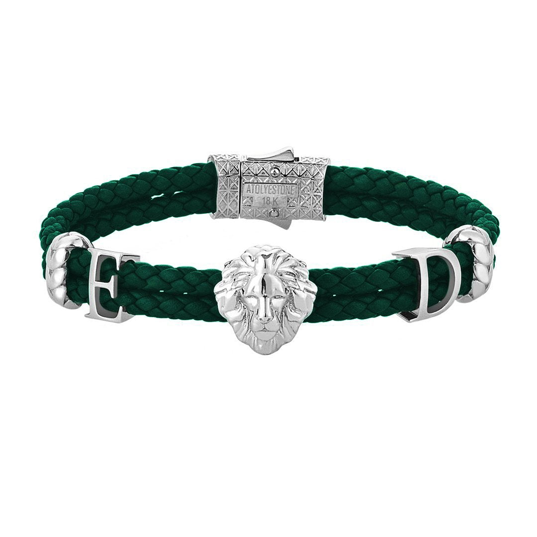 Statements Leo Leather Bracelet - Solid Gold - Dark Green Leather