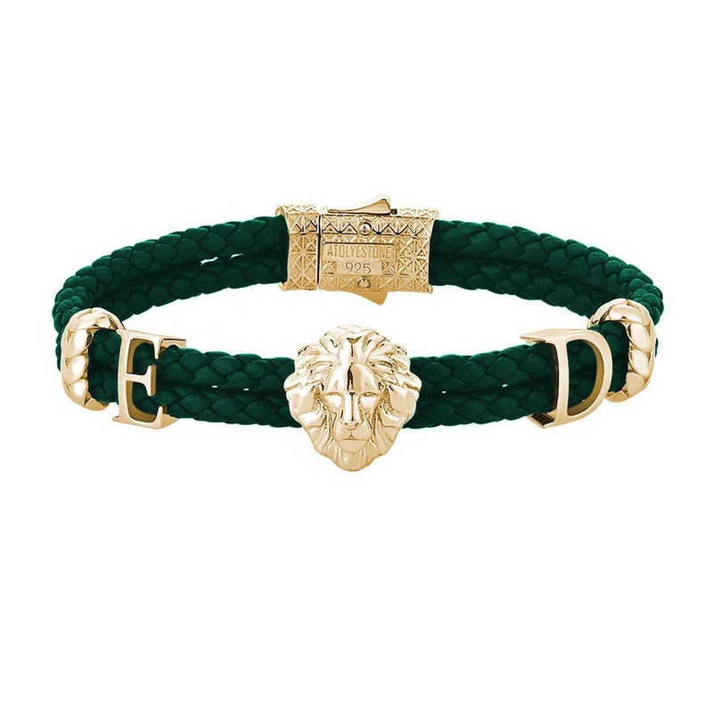 Men's Customizable Leo Leather Bracelet with Letters - Atolyestone