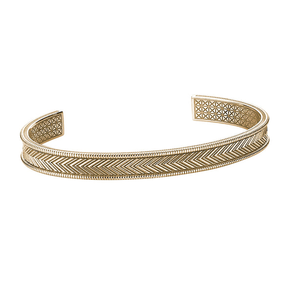 Men's Signature Arrow Open Cuff Bracelet in Solid Yellow Gold
