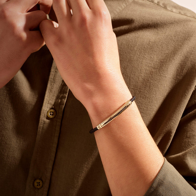 Signature Leather Bracelet - Solid Yellow Gold
