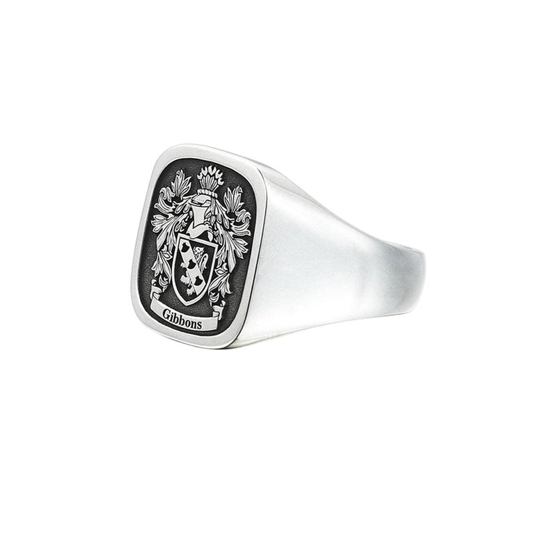 Signet Square Ring Base for Family Crest - Solid Silver