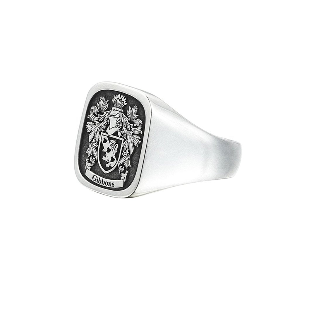 Signet Square Ring Base For Family Crest- White Gold