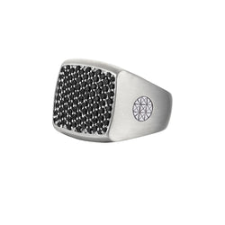 Brushed Cushion Pave Ring - Solid Silver
