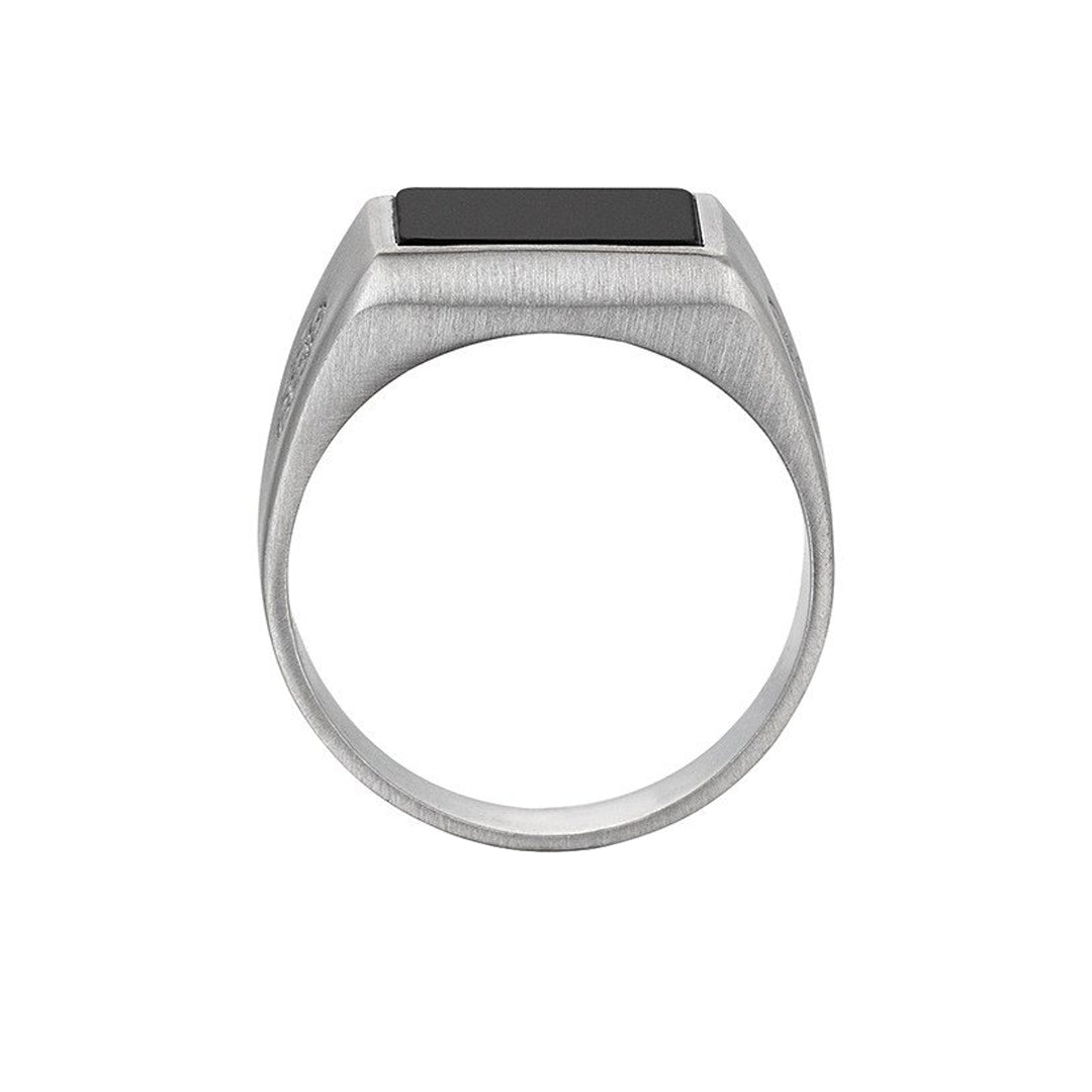 Brushed Square Onyx Ring
