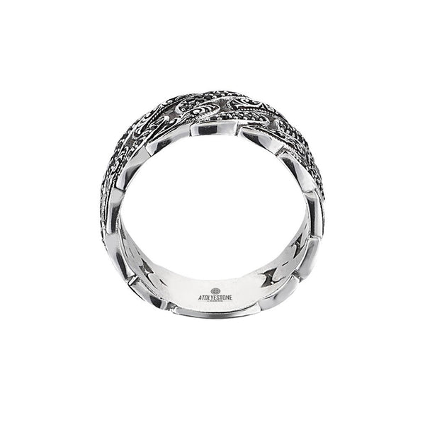 Classic Pave Chain Ring - Solid Silver - Pave Cubic Zirconia