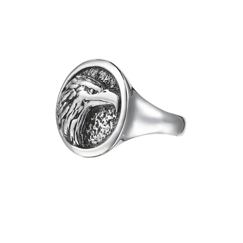 Mens Flying Eagle Stainless Steel and Sterling Silver Ring - Walmart.com