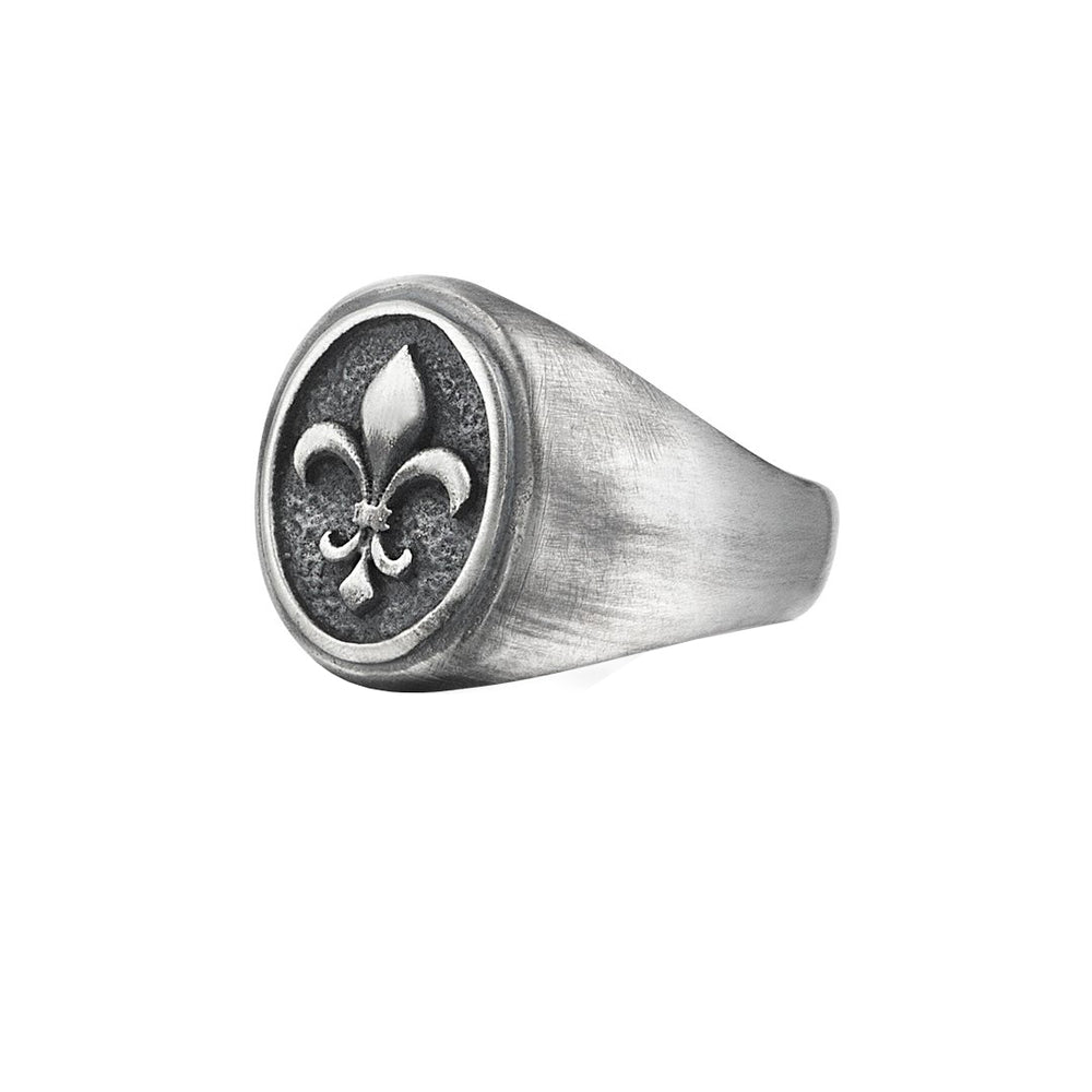 Mens Fleur De Lis popular Ring, Mens Signet Ring, Oxidized Silver Ring, Unique Rings For Men, Silver Fleur De Lis, Custom Mens Jewelry Gift For Him