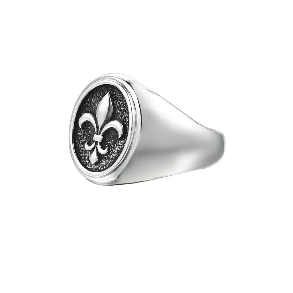 Men's Fleur De Lis Ring in 925 Sterling Silver Atolyestone