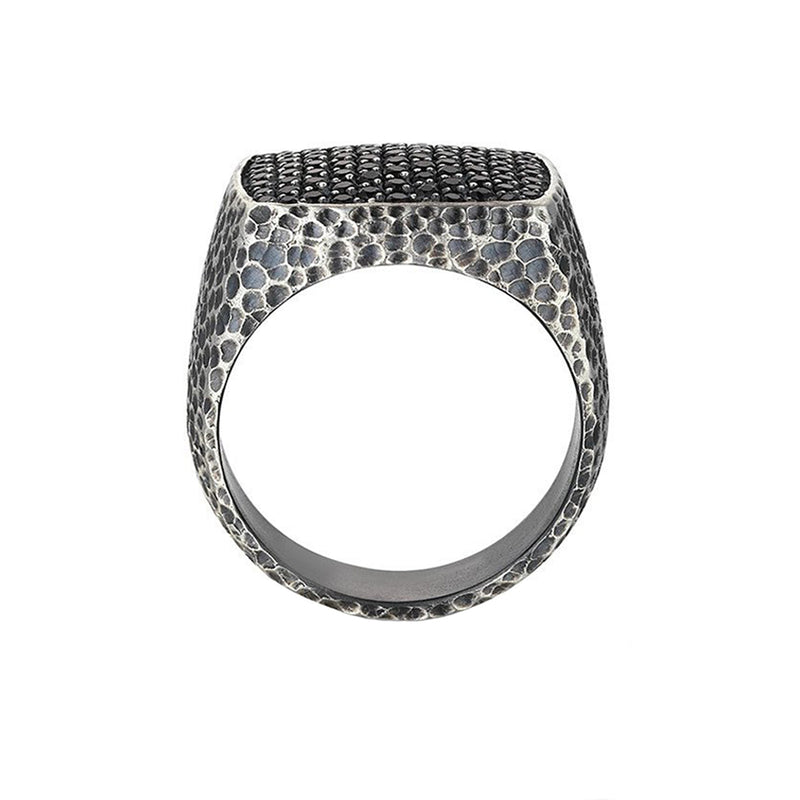Hammered Pave Ring