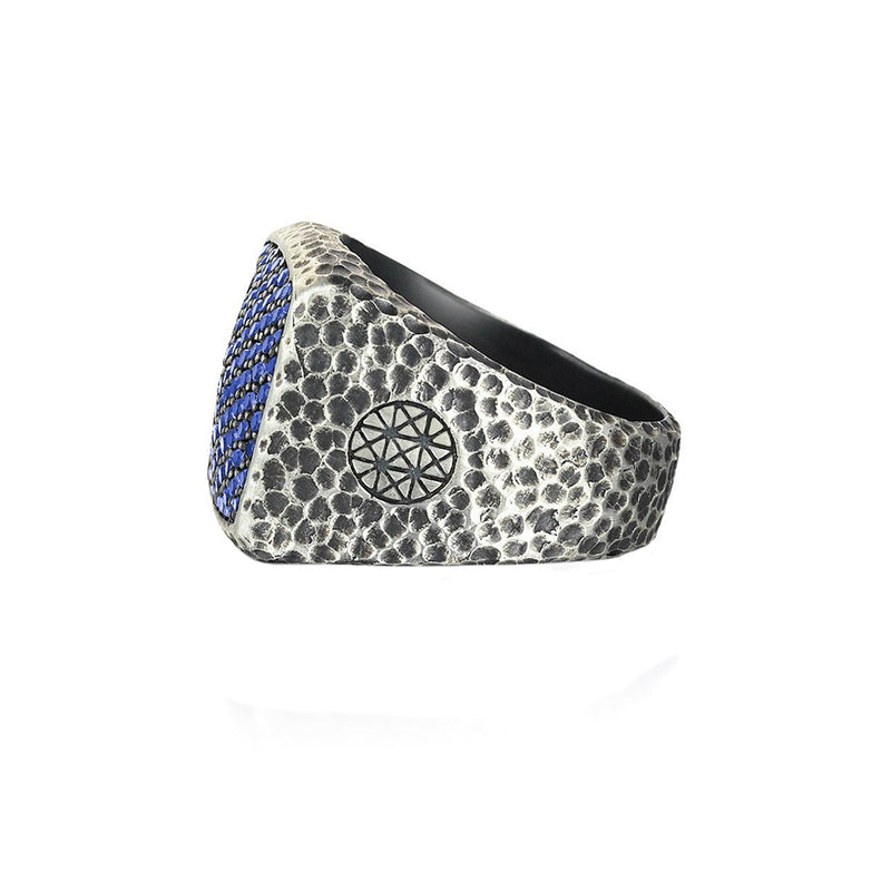 Hammered Cushion Pave Ring by Atolyestone