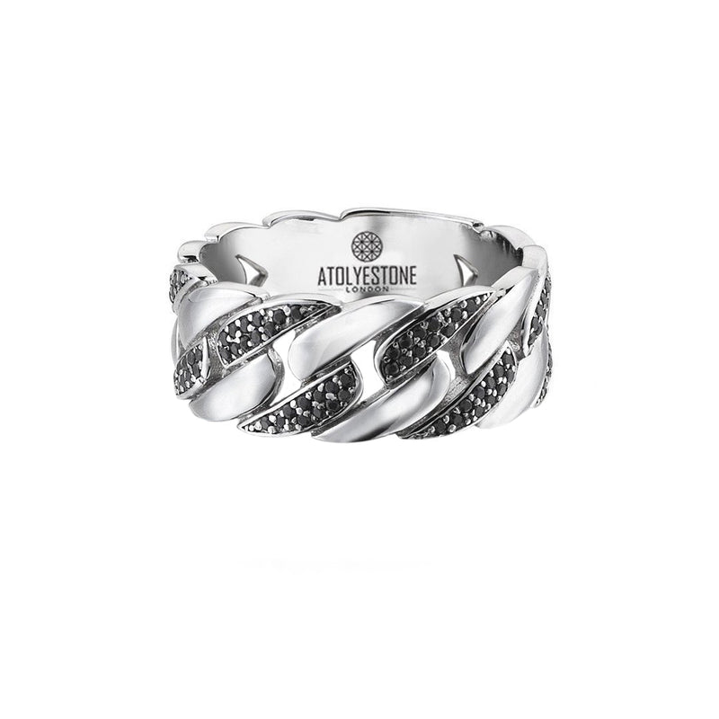 Pave Chain Ring - Solid Silver - Atolyestone