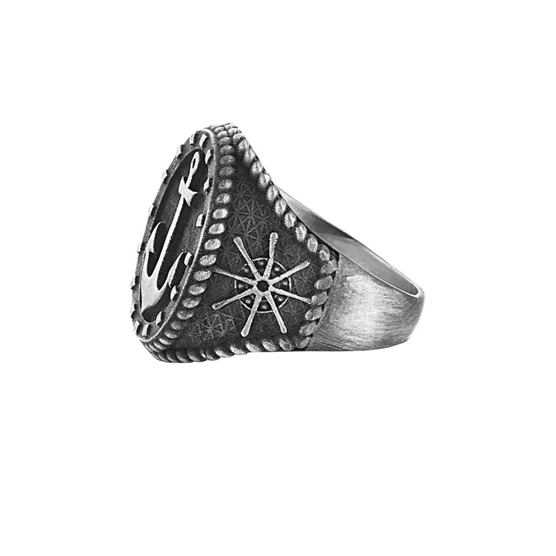 Mens Sailor's Anchor Ring - Solid Silver