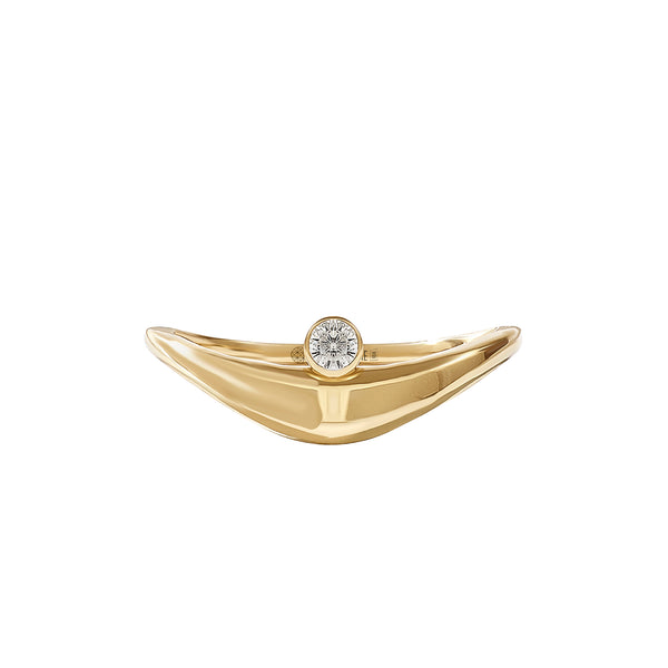 Women's Real Gold 0.03ct Bezel Curve Ring 