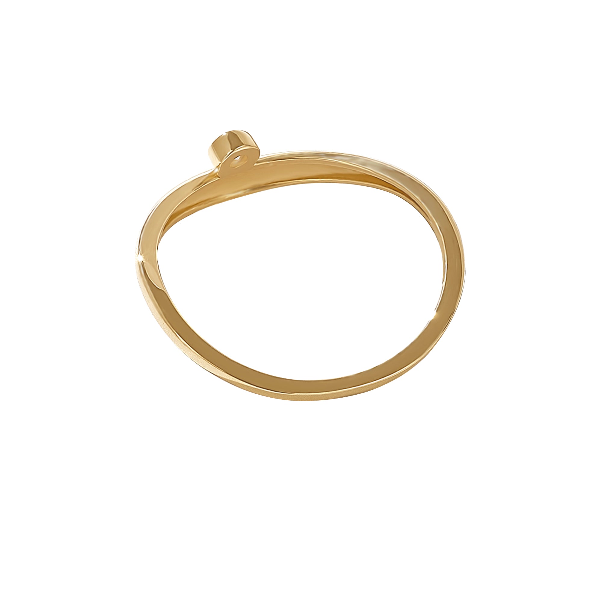 Melted Curve Bezel 0.03ct Diamond Ring in Real Gold