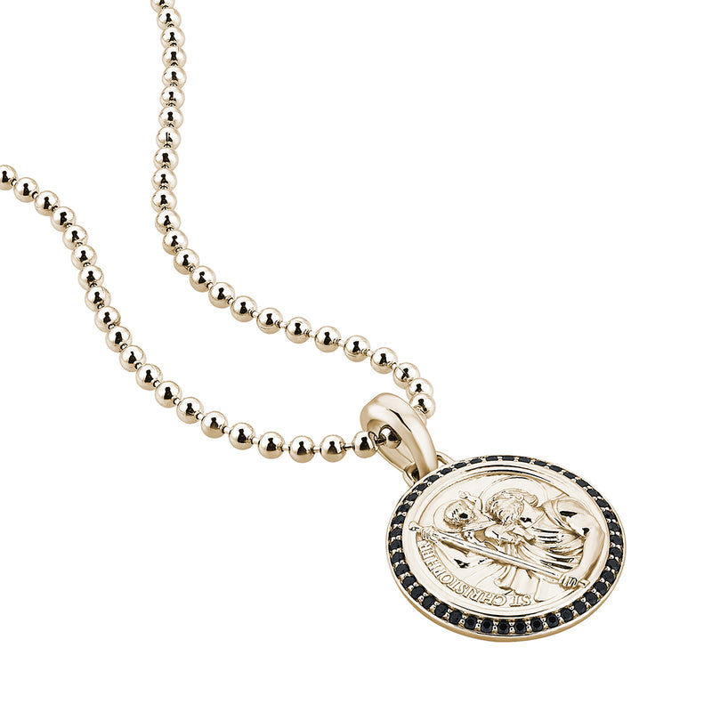 Men's St.Christopher Coin Pendant in 18k Yellow Gold