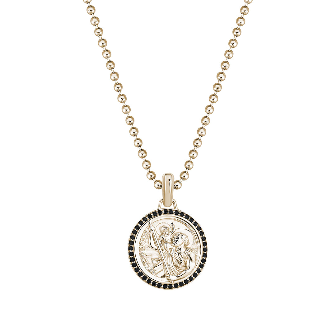 Men's Real Yellow Gold St.Christopher Pendant Necklace