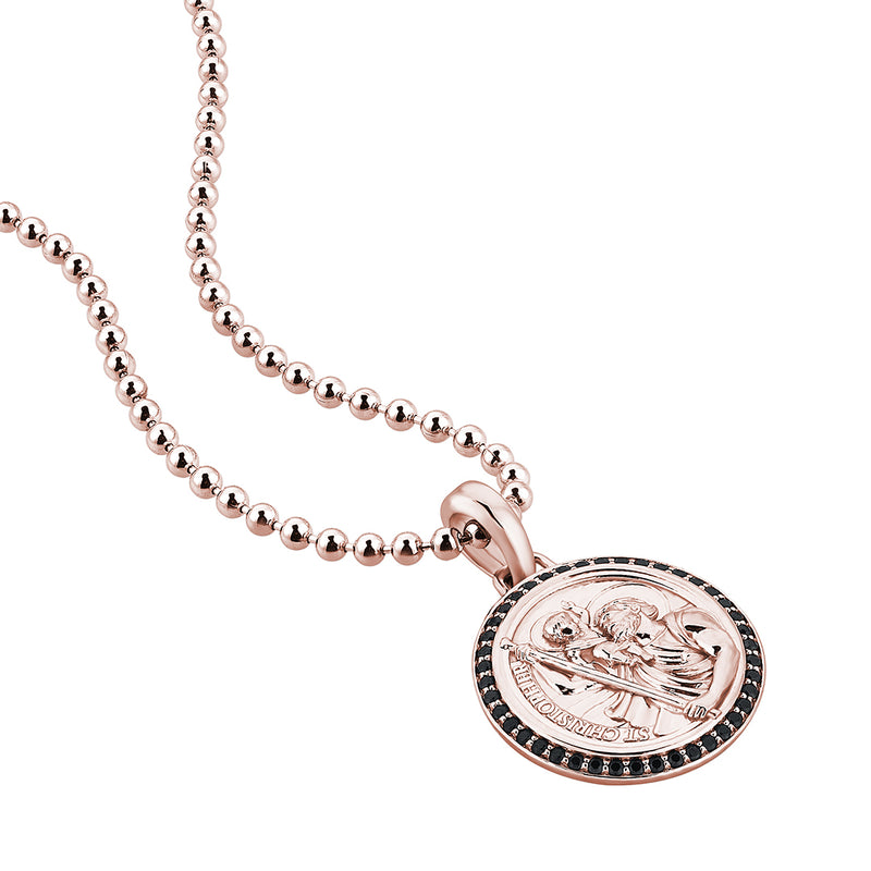 Men's St.Christopher Coin Pendant in 10k Rose Gold