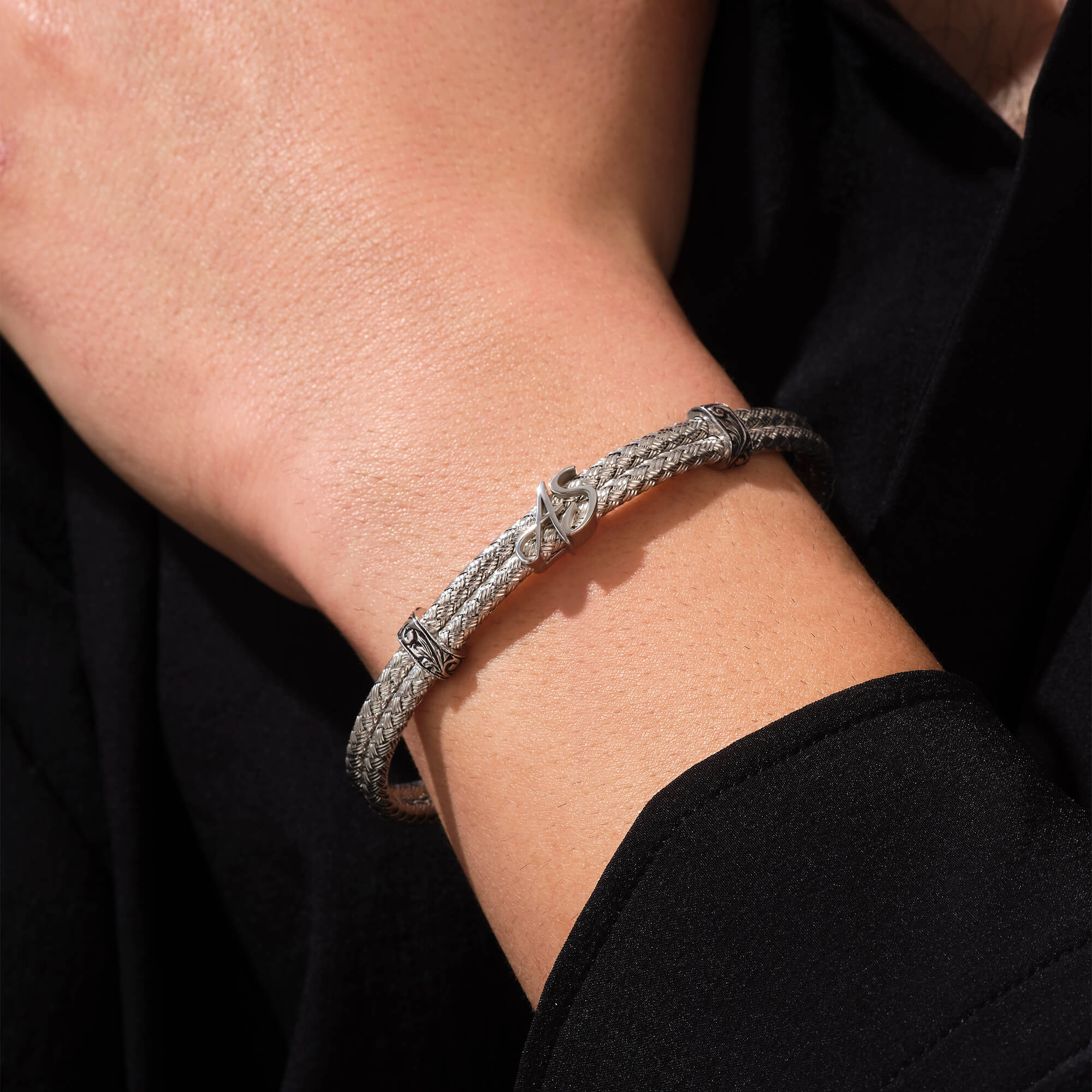 Statement Bangle Bracelet - Silver