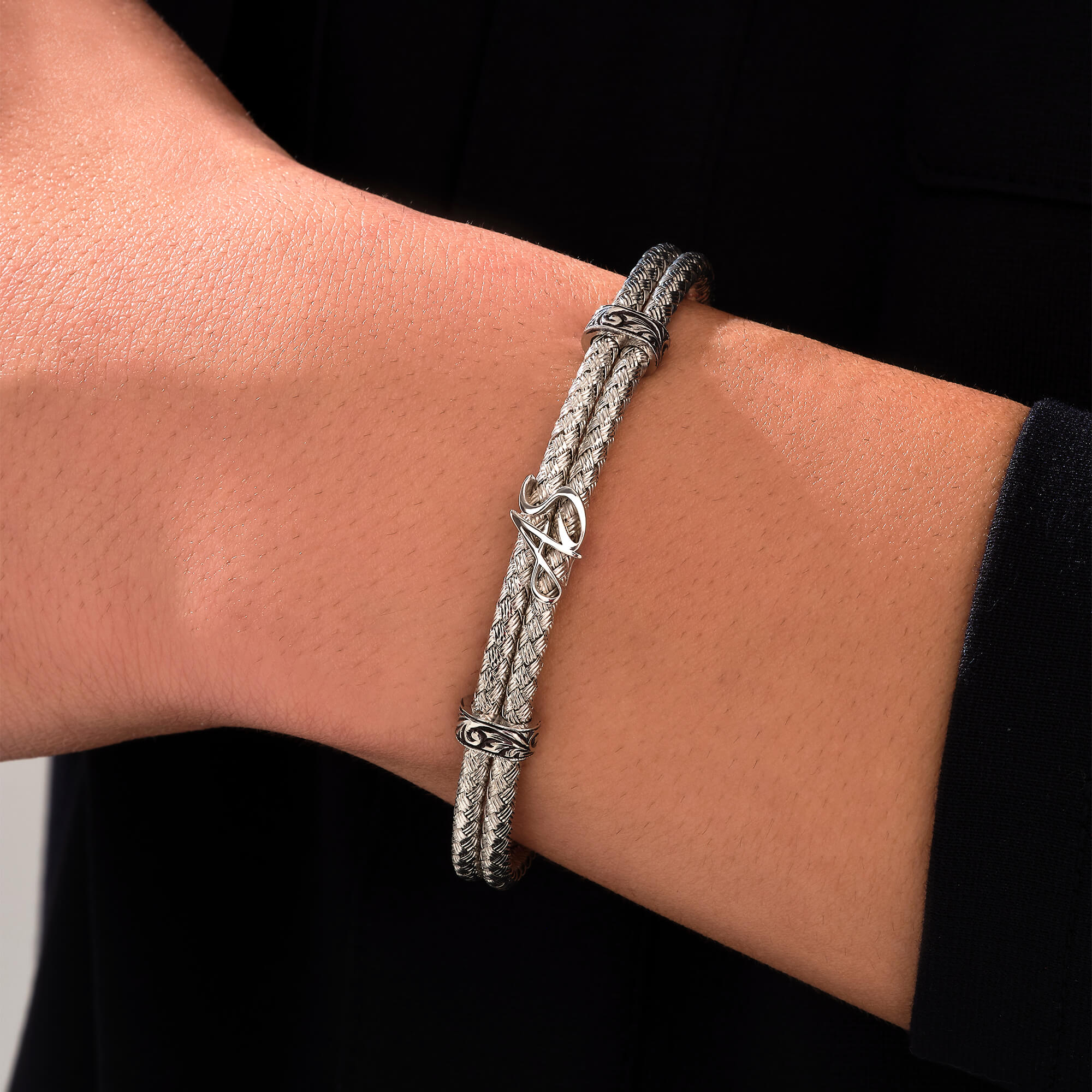 Statement Bangle Bracelet - Silver