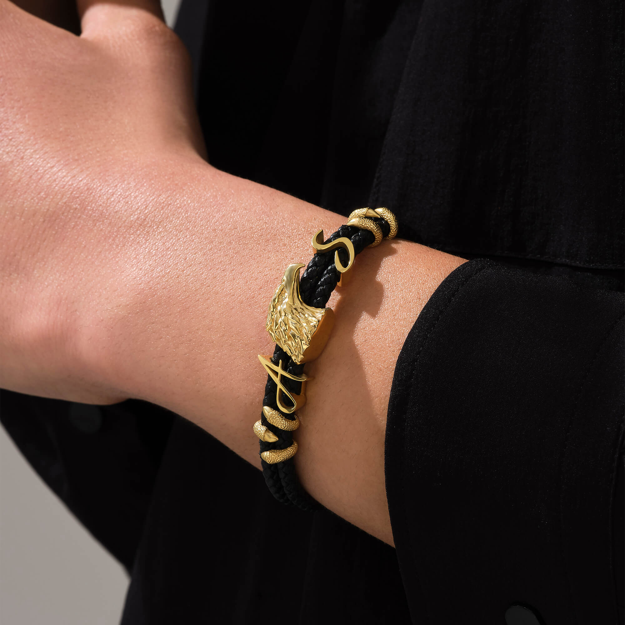 Statement Eagle Leather Bracelet