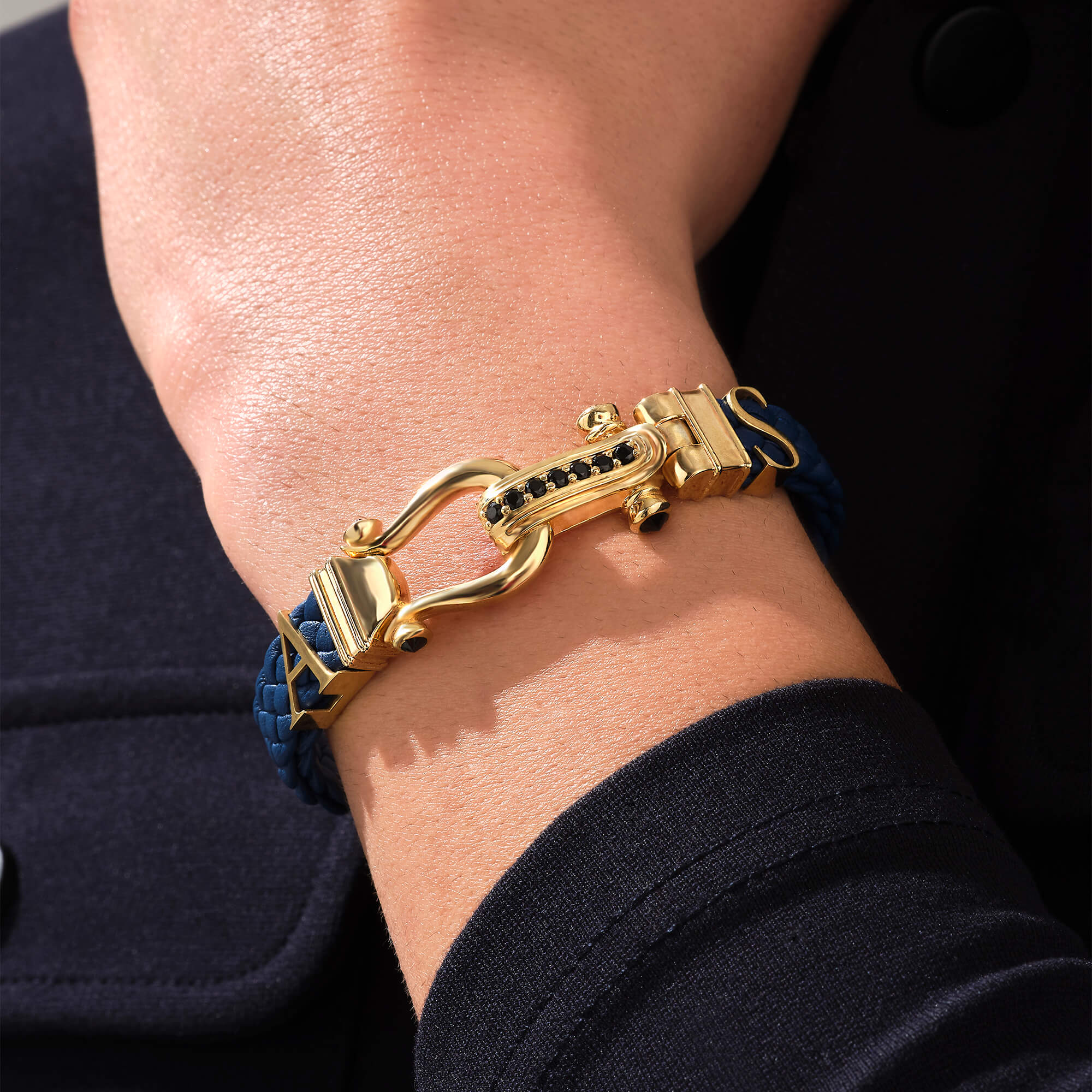 Statement Iconic Leather Bracelet in Silver