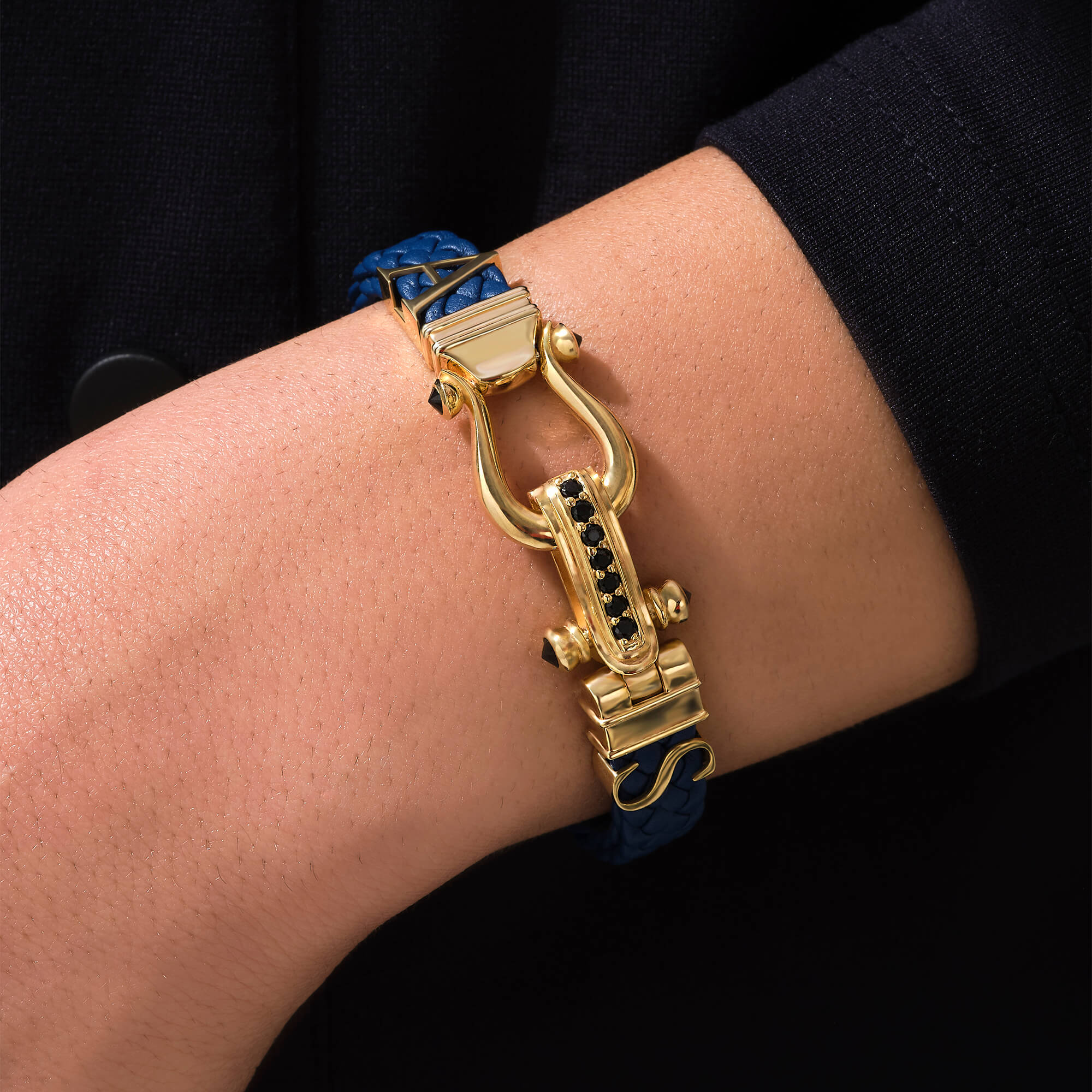 Statement Iconic Leather Bracelet in Silver
