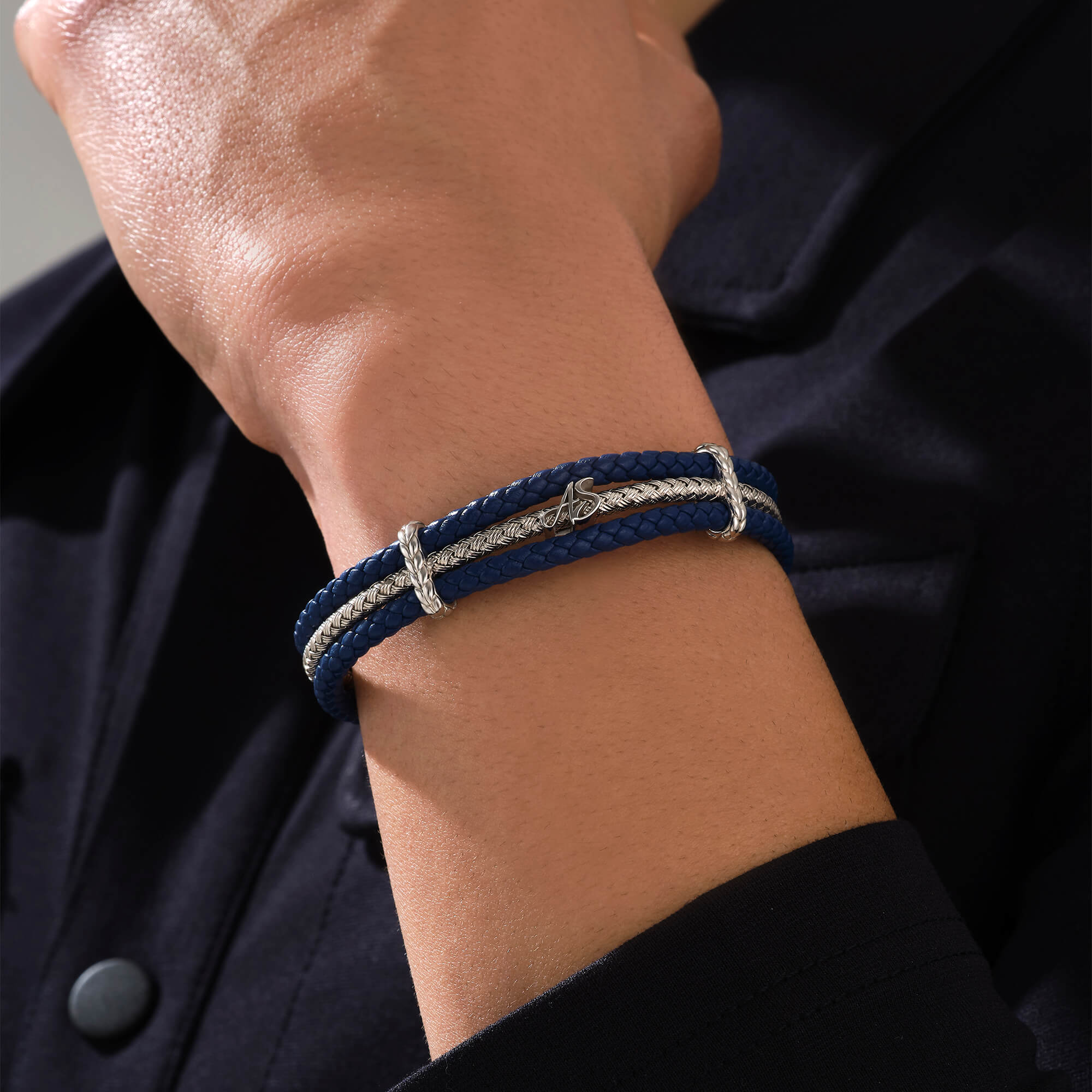 Statement Triple Row Leather Bracelet