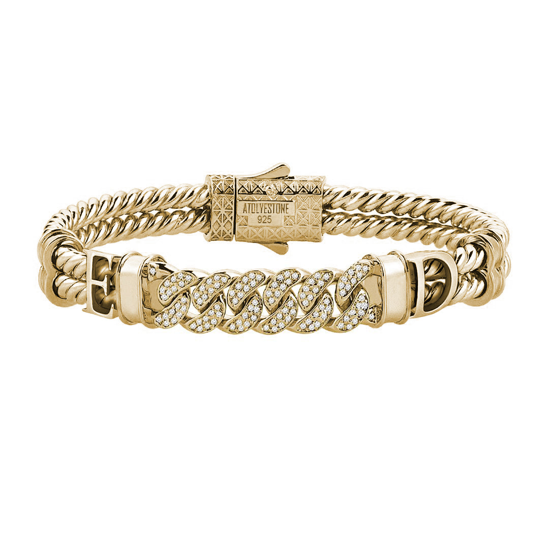 Statement Cuban Links Twined Bangle - Yellow Gold 