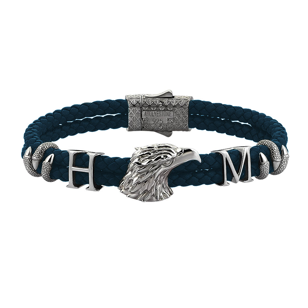 Statements Eagle Leather Bracelet - Navy Leather - Gunmetal