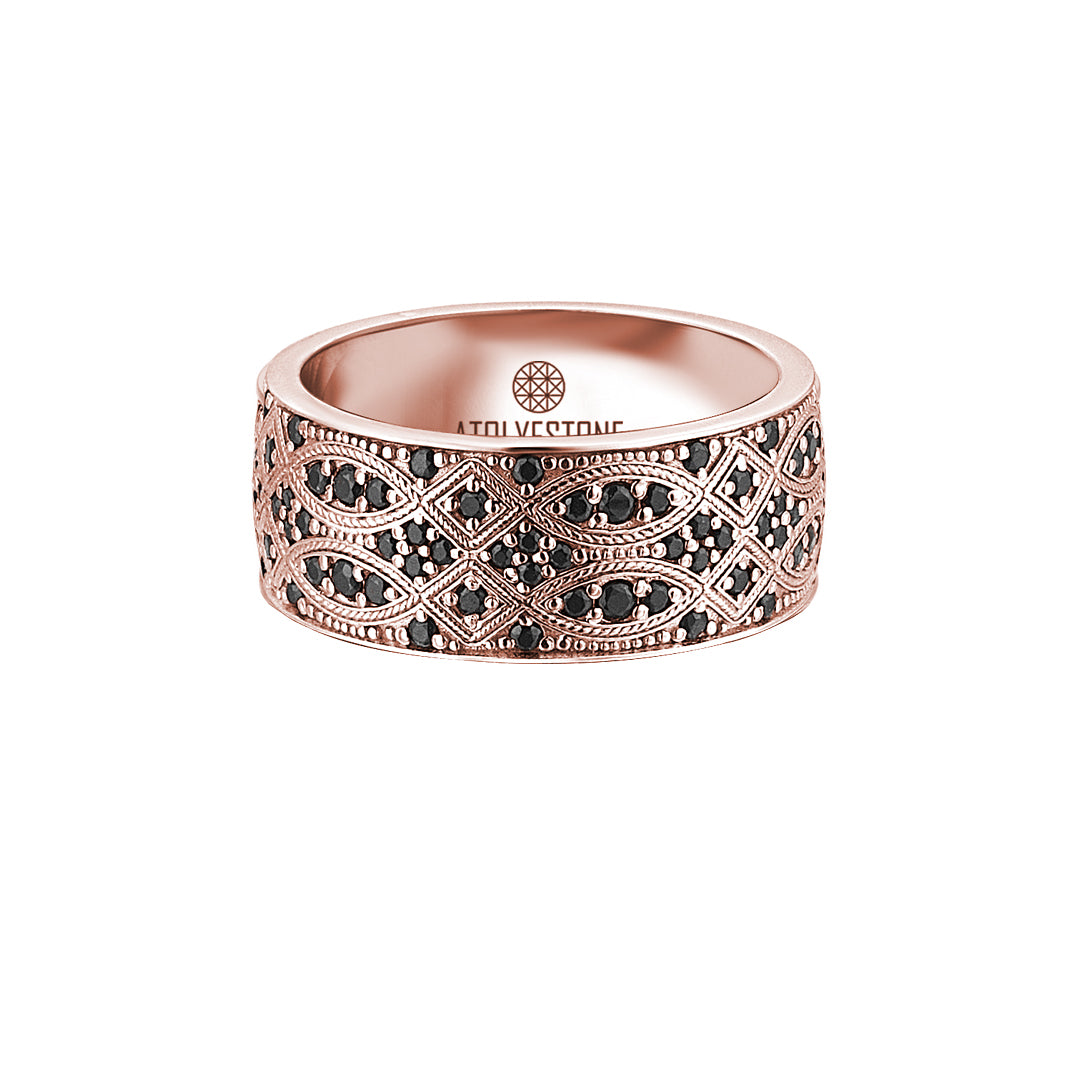 18K Rose GoldStreamline Band Ring with Black Diamond