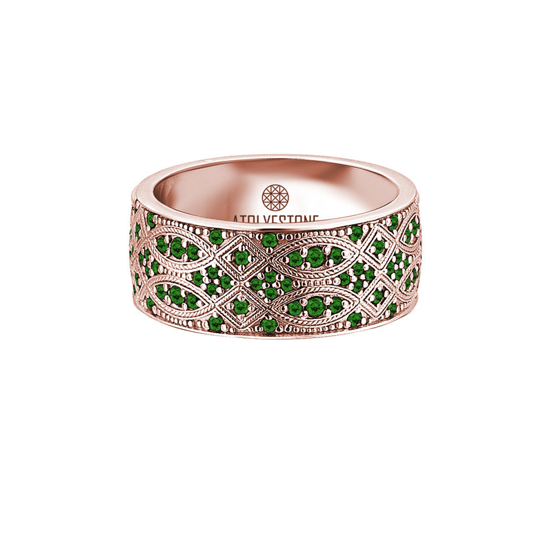 Streamline Band Ring in Rose Gold with Emerald
